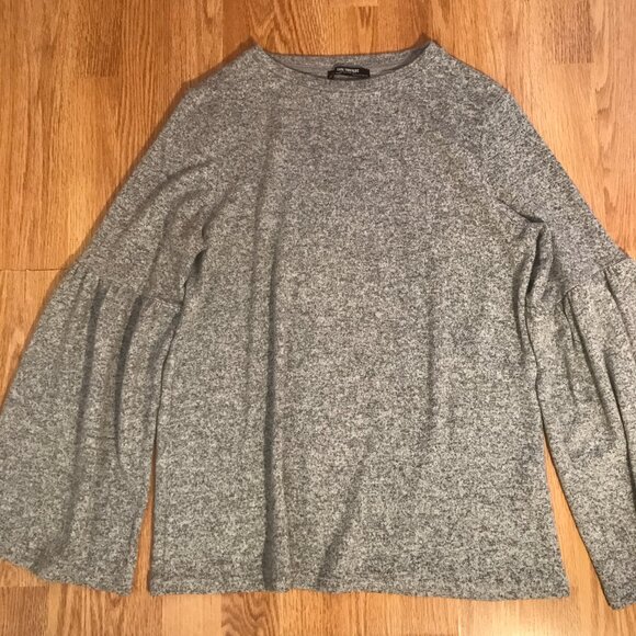 ZARA Bell Sleeve Soft Knit Sweater in Heathered Marled Gray Size S - Picture 8 of 12